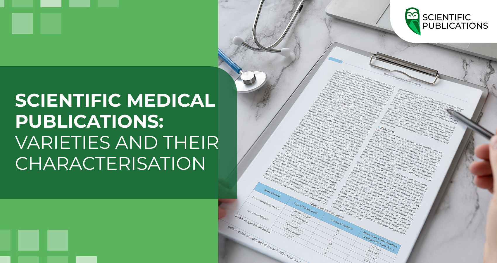 Scientific medical publications: Varieties and their characterisation