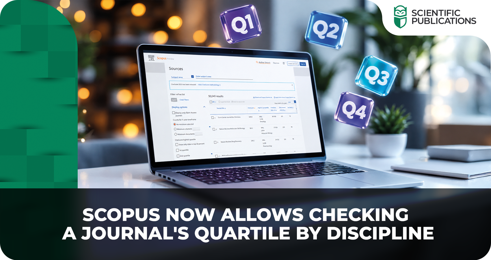 Scopus now allows checking a journal's quartile by discipline