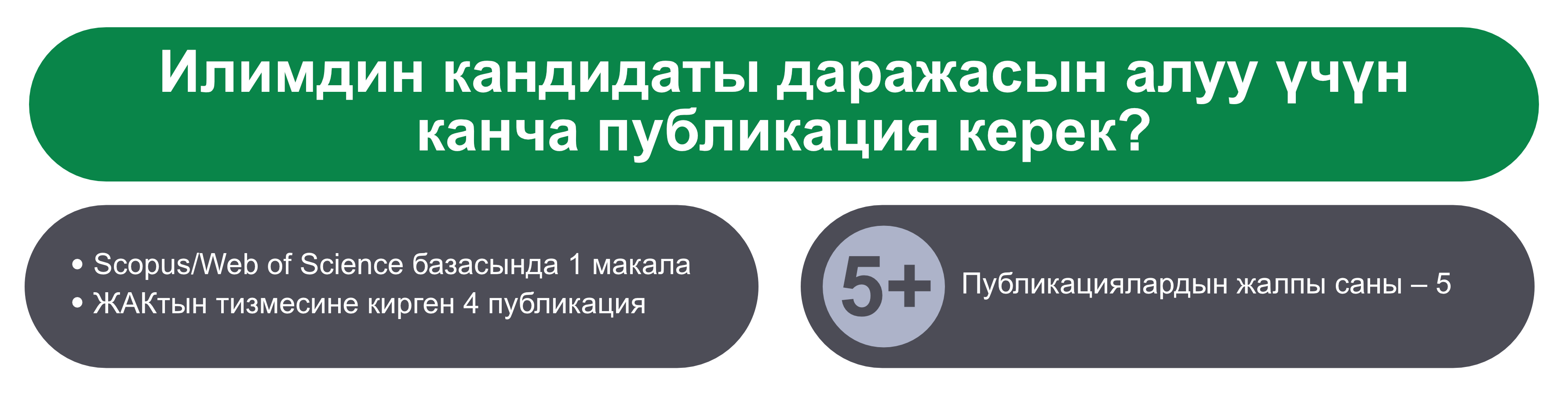 Кандидаттык диссертация үчүн публикациялар саны